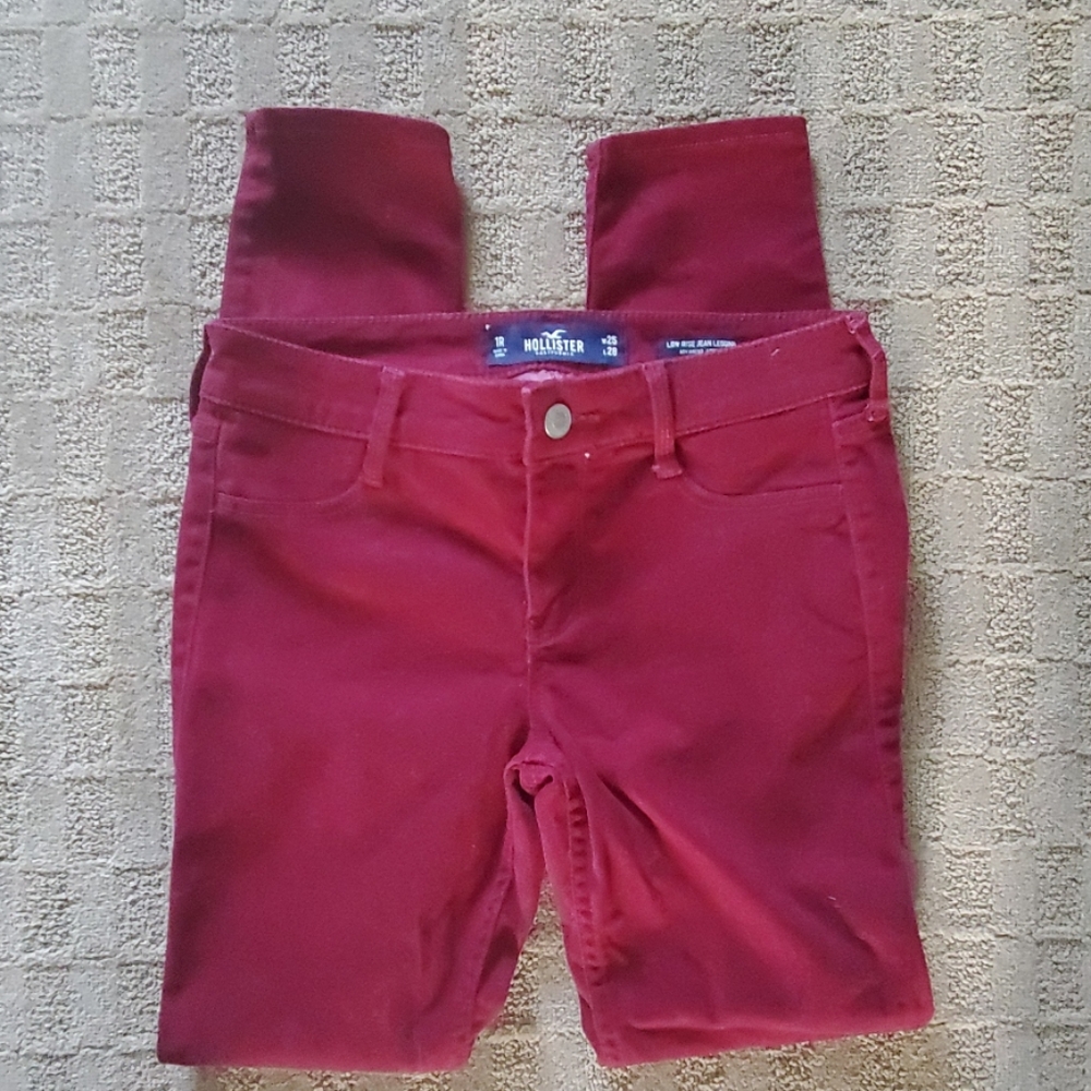 Hollister red jean leggings